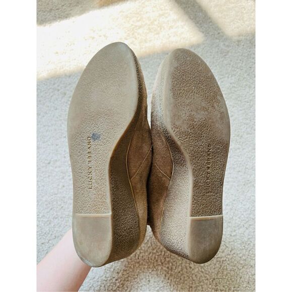 Lucky Brand Jaemma Beige Lace-Up Wedge Heel Ankle Booties sz 6.5M - Picture 6 of 7